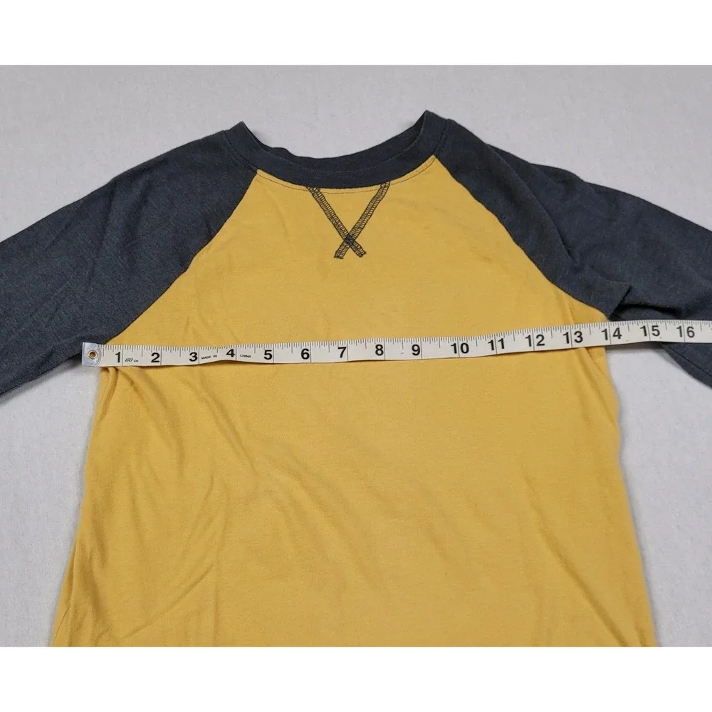 Jumping Beans Boys Long Sleeve Essential Baseball Tee Yellow Charcoal Size 8